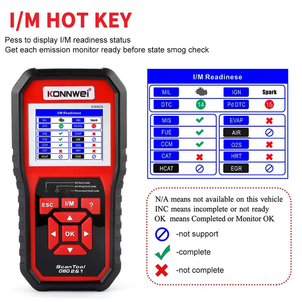 Miernik diagnostyczny, skaner OBD2 Konnwei KW850