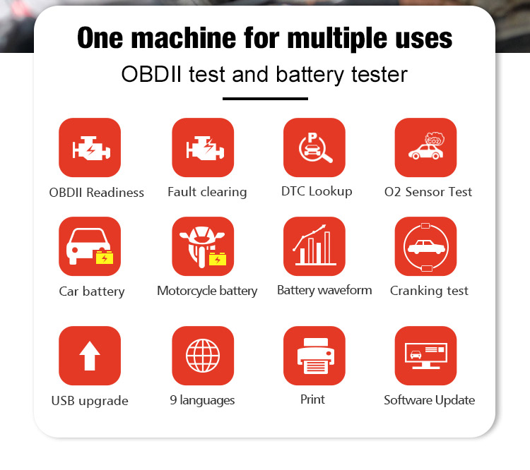 Analyzátor motoru a tester baterií Konnwei KW870