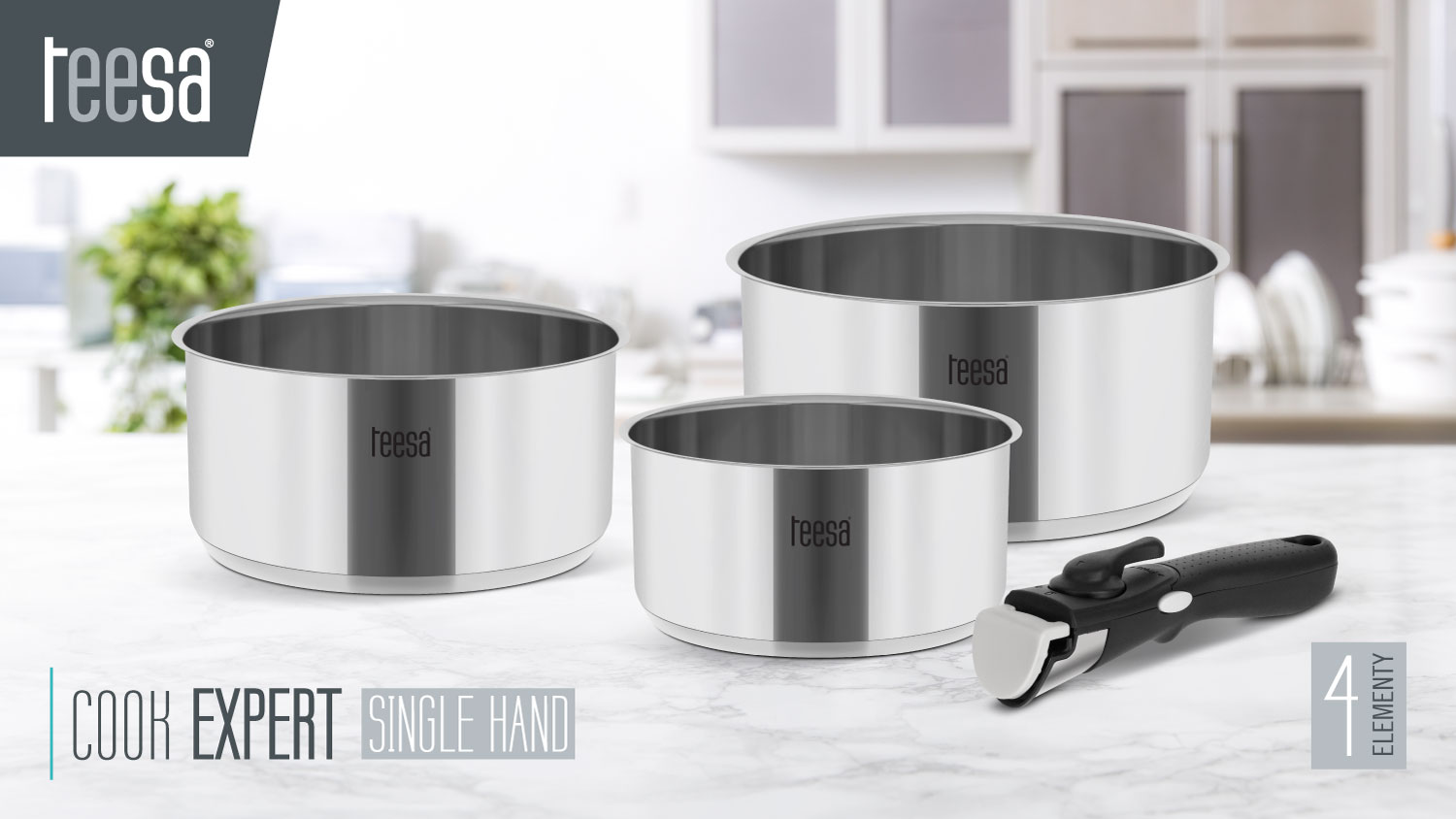 Garnki ze stali nierdzewnej Teesa COOK EXPERT SINGLE HAND Garnki ze stali nierdzewnej Teesa COOK EXPERT SINGLE HAND