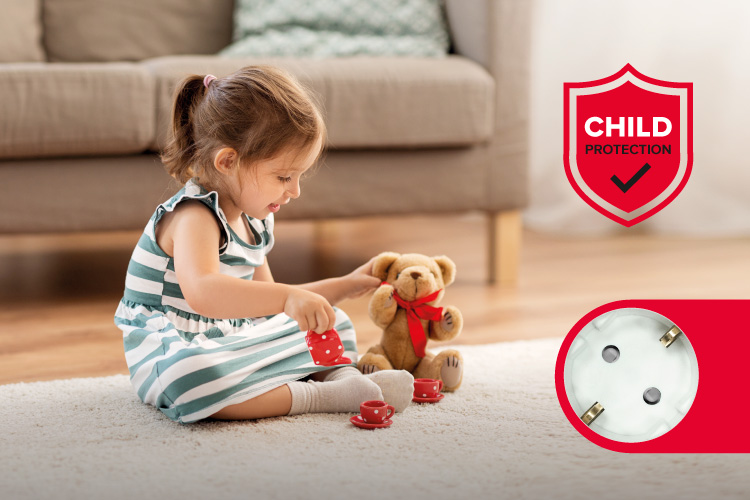Електричний подовжувач із захистом від дітей