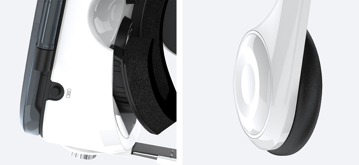 Dodatkową zaletą gogli Immerse są słuchawki, w jakie został wyposażony ten model. Pokrętło do regulacji głośności oraz przycisk wielofunkcyjny ułatwi Ci sterowanie muzyką.