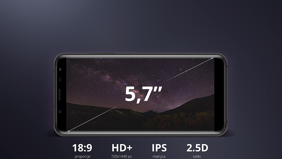 Poznaj kolejny smartfon z flagowej serii Kruger&Matz LIVE – model LIVE 6+. Wyświetlacz HD+ o przekątnej 5,7‑cala, w którym zastosowano proporcje 18:9 pozwoli Ci poczuć różnicę! Na ekranie zmieścisz więcej treści wertykalnych, co znacznie poprawi komfort przeglądania stron internetowych.