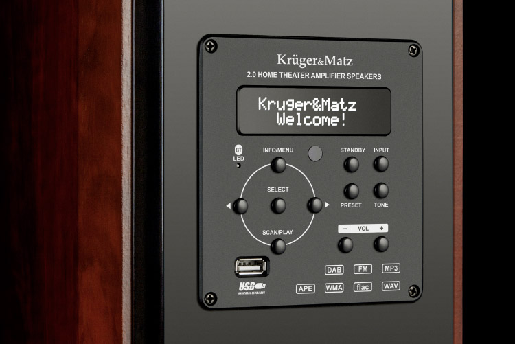 Aktywne kolumny głośnikowe Kruger&Matz z panelem sterowania