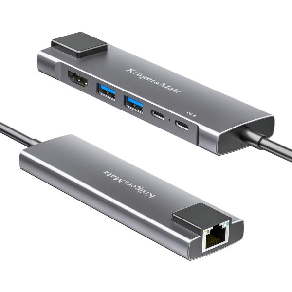 Adapter (HUB) USB typu C na HDMI/2x USB3.0/2x USB typu C/RJ45