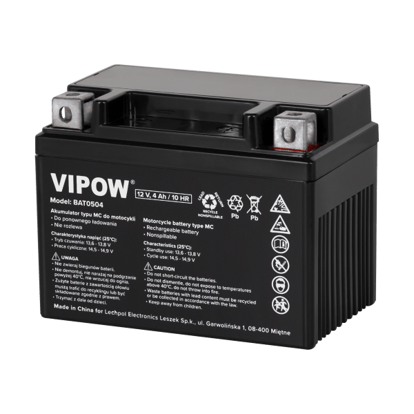 Akumulator VIPOW typ MC do motocykli 12V 4Ah