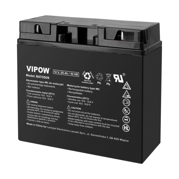 Akumulator VIPOW typu MC do motocykli 12V 25Ah
