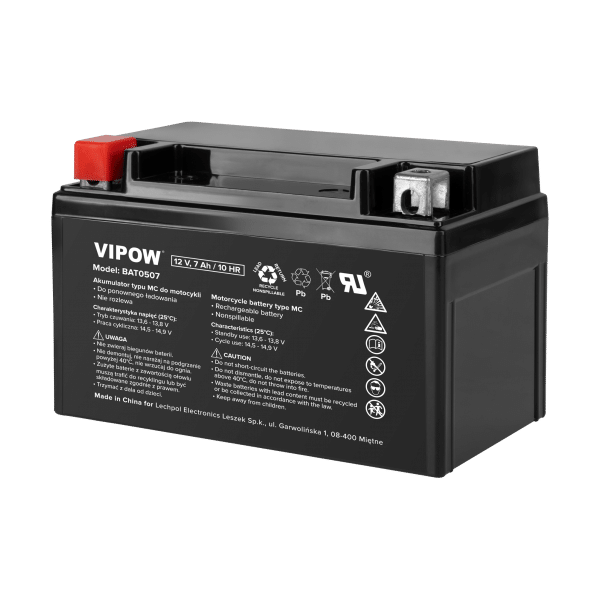 Akumulator VIPOW typu MC do motocykli 12V 7Ah