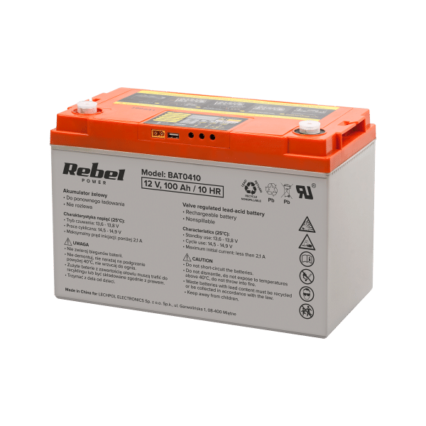 Akumulator żelowy głębokiego rozładowania z wyświetlaczem 12V 100Ah