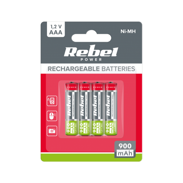 Akumulatorki REBEL AAA, 900 mAh, Ni-MH, 1,2V, 4szt/bl , R3