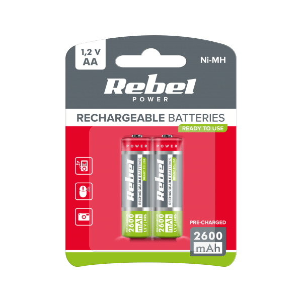 Akumulatorki REBEL HR6 2600 mAh Ni-MH 2szt/bl