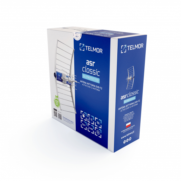 Antena TV DVB-T/T2 ASR Classic 5G PROTECTED z zasilaczem ZZA-7 Telkom Telmor