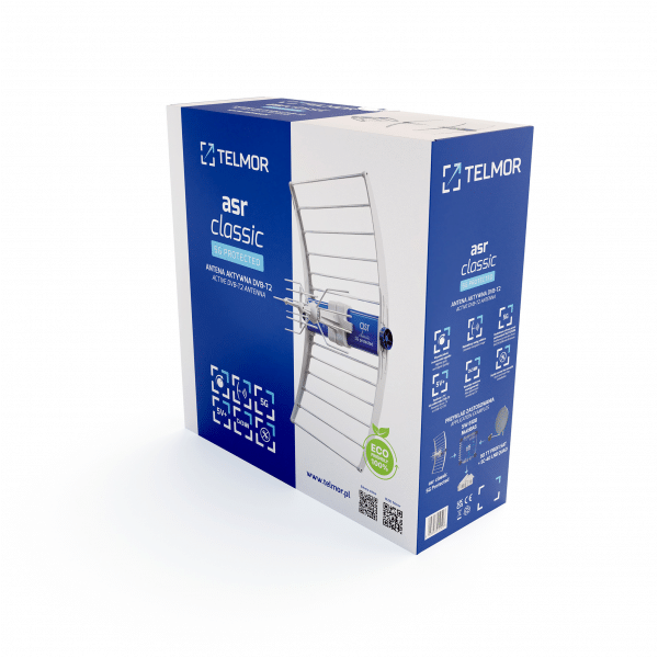 Antena TV DVB-T/T2 ASR Classic 5G PROTECTED z zasilaczem ZZA-7 Telkom Telmor