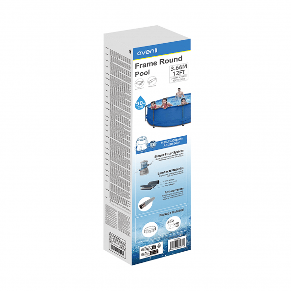 Basen stelażowy AVENLI okrągły 366x76 zestaw