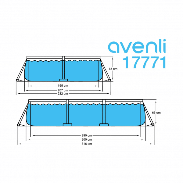 Basen stelażowy AVENLI szary 300x207x66