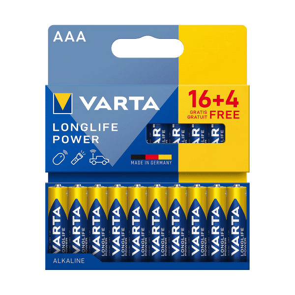 Bateria alkaiczna VARTA LR03 Longlife Power 16+4/blist.