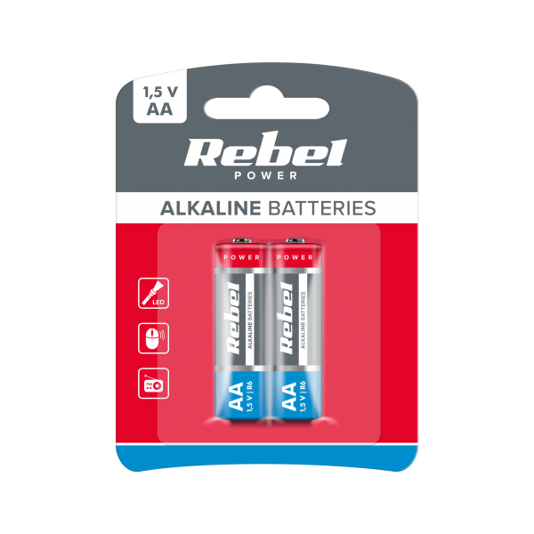 Baterie alkaliczne REBEL LR6 2szt/bl.