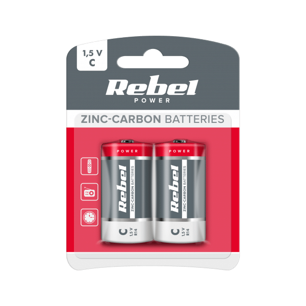 Baterie cynkowo węglowe REBEL R14 2szt/bl