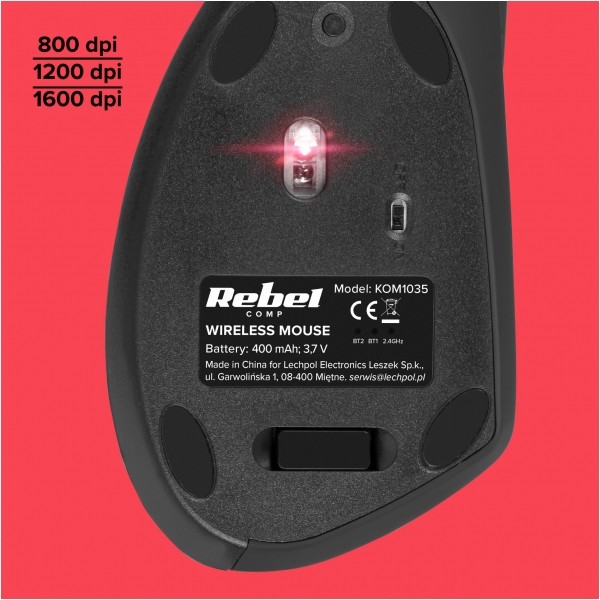 Bezprzewodowa mysz pionowa Rebel VM10