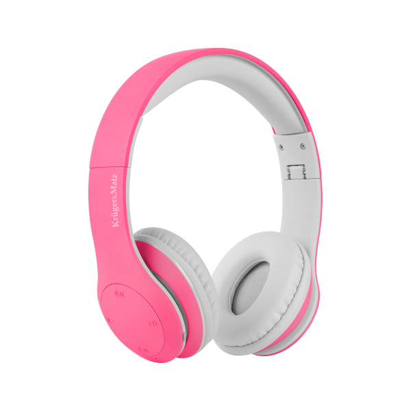 Bezprzewodowe słuchawki nauszne dla dzieci Kruger&Matz model Street Kids , kolor różowy