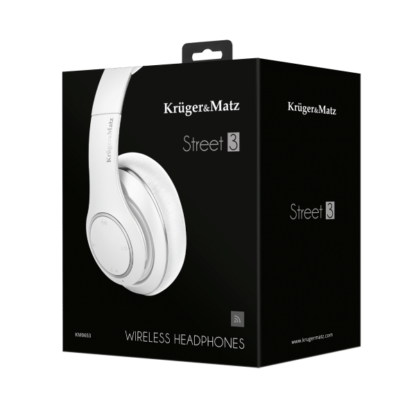 Bezprzewodowe słuchawki nauszne Kruger&Matz model Street 3 Wireless, kolor biały