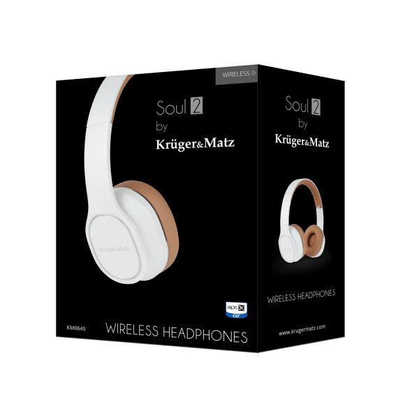 Bezprzewodowe słuchawki nauszne Kruger&Matz Soul 2 Wireless, białe