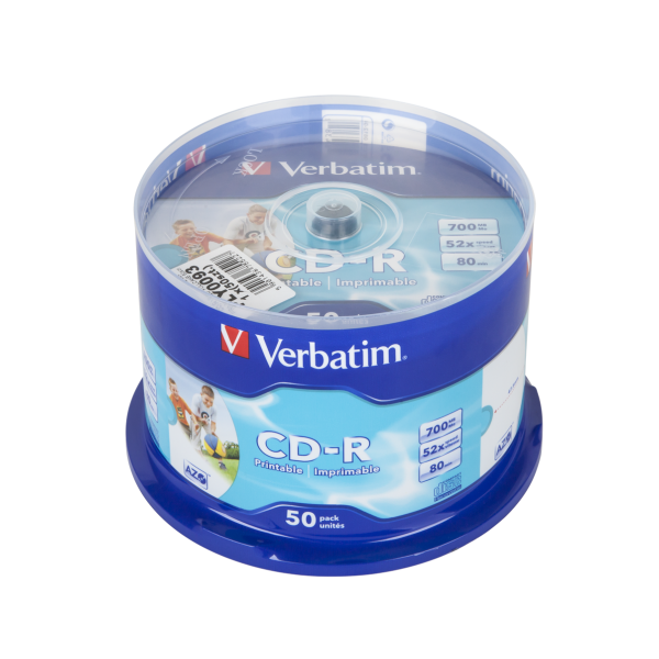 CD-R VERBATIM 700MB 52x PRINTABLE AZO FULLCAKE 50szt.