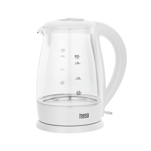 Czajnik elektryczny TEESA, szklany, 2200 W, biały, 1,7 L
