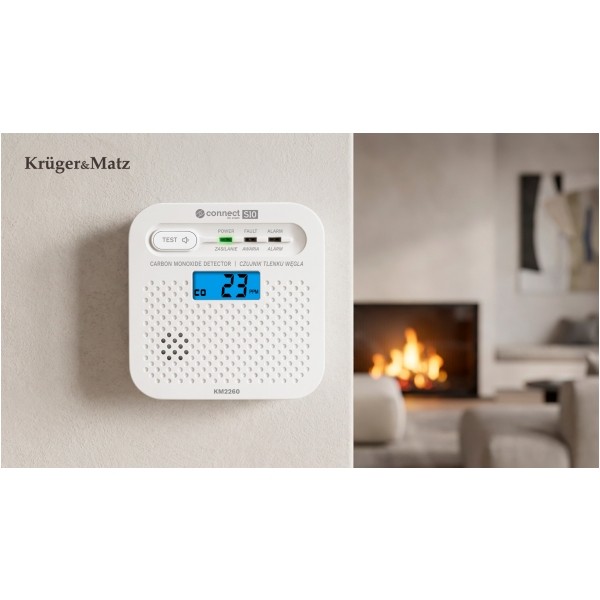 Czujnik czadu, tlenku węgla Kruger&Matz Connect S10 Tuya EN 50921