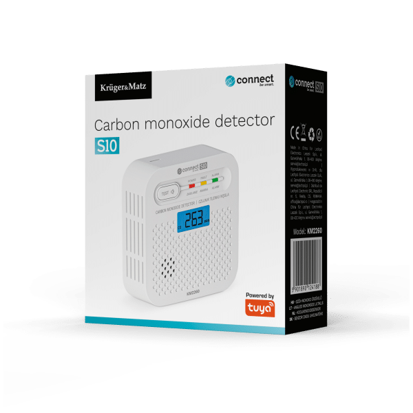 Czujnik czadu, tlenku węgla Kruger&Matz Connect S10 Tuya PN-EN50921