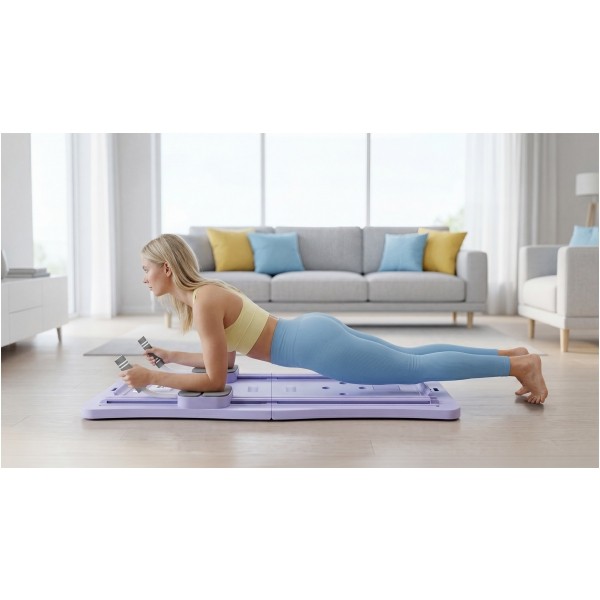 Domowy zestaw do pilates, wielofunkcyjny przyrząd do ćwiczeń fitness 9 w 1, kolor fioletowy