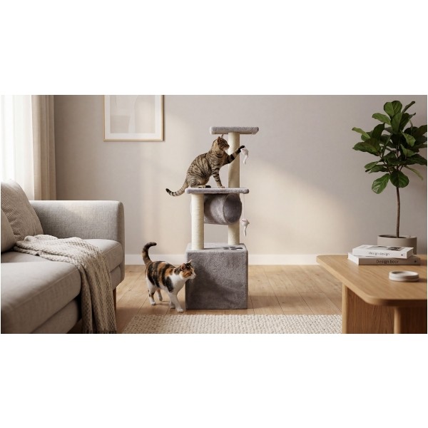 Drapak dla kota 30x30x92 cm , szary, REBEL ANIMALS