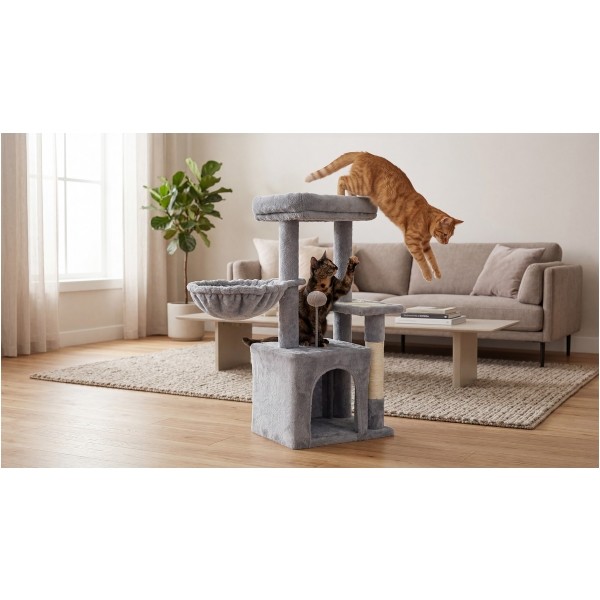 Drapak dla kota 40x30x80 cm , szary, REBEL ANIMALS