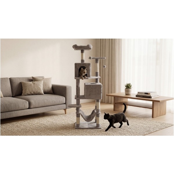 Drapak dla kota 48x40x155 cm , szary, REBEL ANIMALS