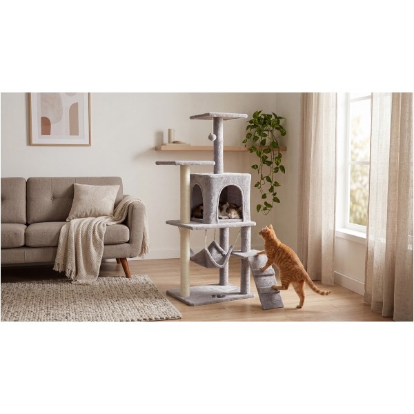 Drapak dla kota 50x40x125 cm , szary, REBEL ANIMALS