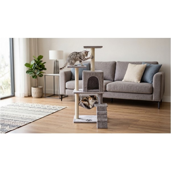 Drapak dla kota 50x40x125 cm , szary, REBEL ANIMALS