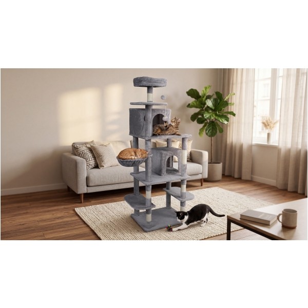 Drapak dla kota 60x49x173 cm , szary, REBEL ANIMALS