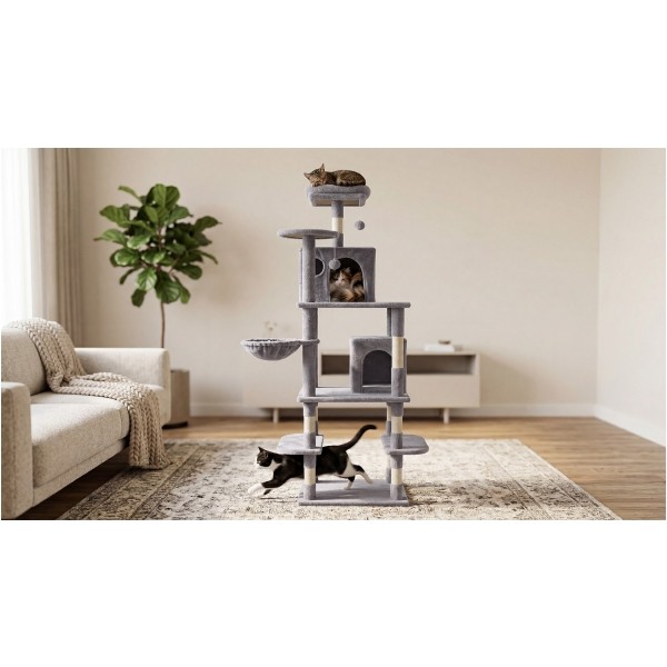 Drapak dla kota 60x49x173 cm , szary, REBEL ANIMALS