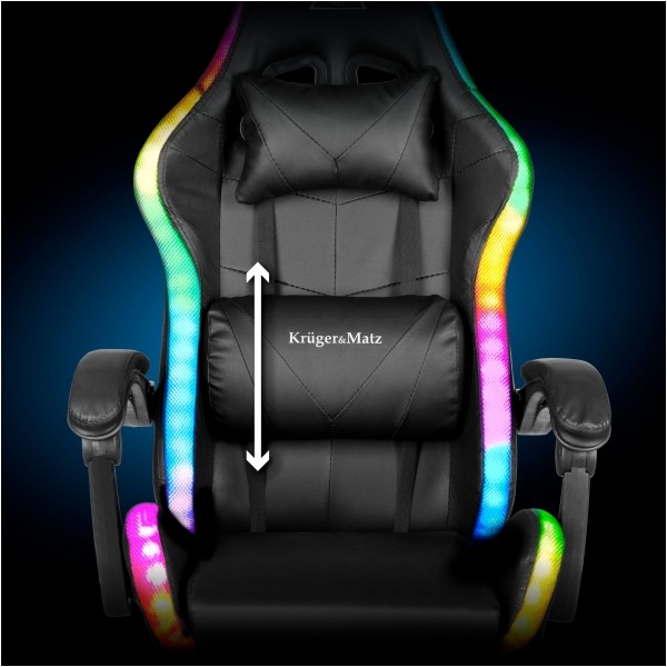 Fotel gamingowy Kruger&Matz GX-150 Czarny LED 7-punktowy masaż