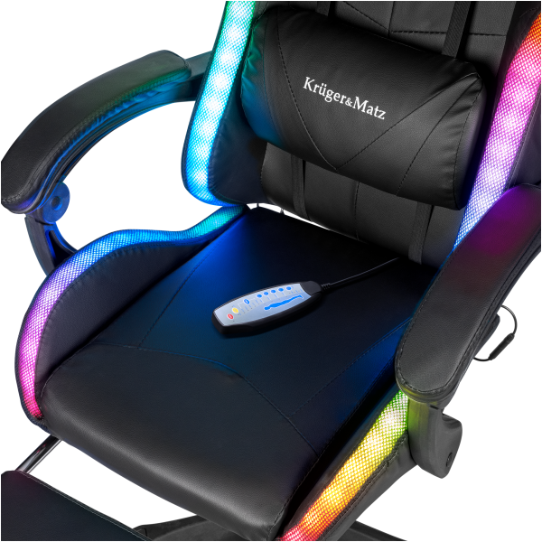 Fotel gamingowy Kruger&Matz GX-150 Czarny LED 7-punktowy masaż