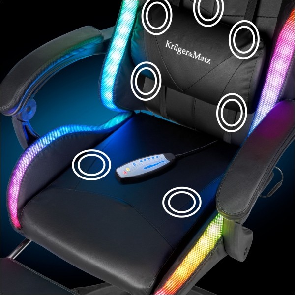 Fotel gamingowy Kruger&Matz GX-150 Czarny LED 7-punktowy masaż