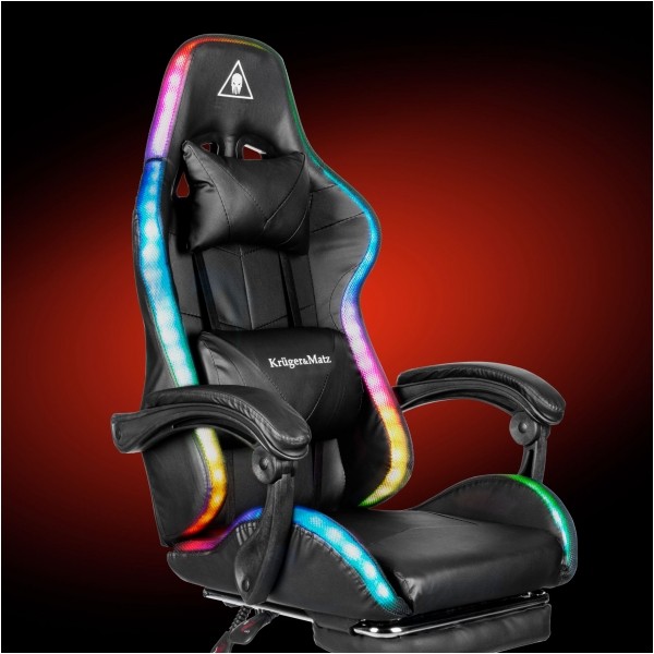 Fotel gamingowy Kruger&Matz GX-150 Czarny LED 7-punktowy masaż