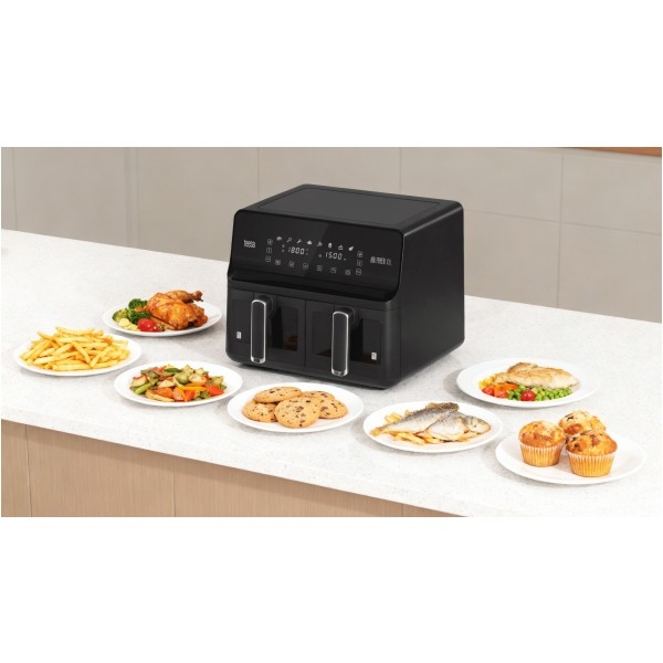 Frytkownica beztłuszczowa TEESA AIR FRYER DUAL POT XXL 8L 2700W