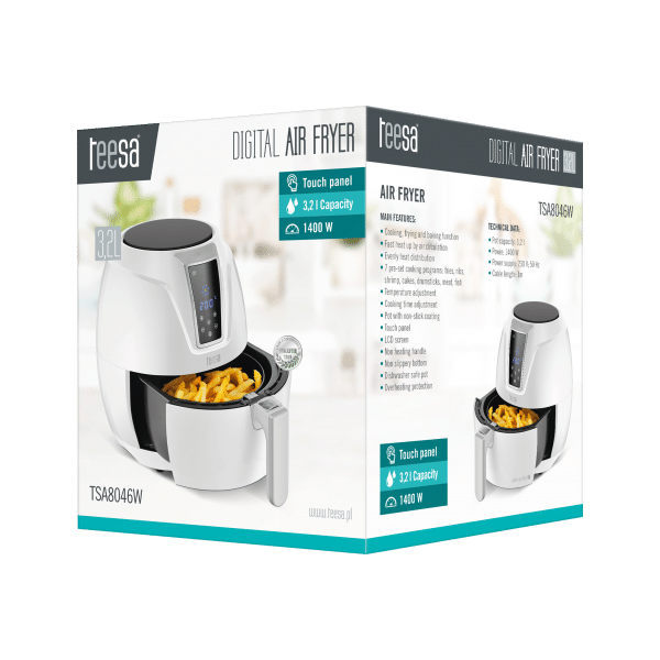 Frytkownica beztłuszczowa TEESA DIGITAL AIR FRYER 3,2L WHITE