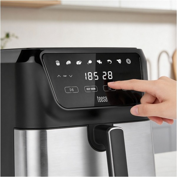Frytkownica beztłuszczowa TEESA DIGITAL AIR FRYER XXL , 8L , 1700W, duża miska , programy , podtrzymywanie ciepła