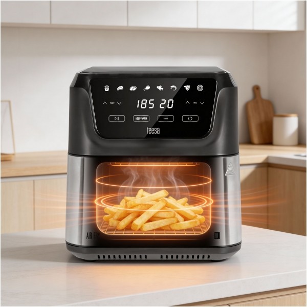 Frytkownica beztłuszczowa TEESA DIGITAL AIR FRYER XXL , 8L , 1700W, duża miska , programy , podtrzymywanie ciepła