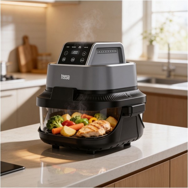 Frytkownica beztłuszczowa TEESA GLASS AIR FRYER 4L, 1,5 L, 1500W