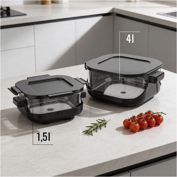 Frytkownica beztłuszczowa TEESA GLASS AIR FRYER 4L, 1,5 L, 1500W