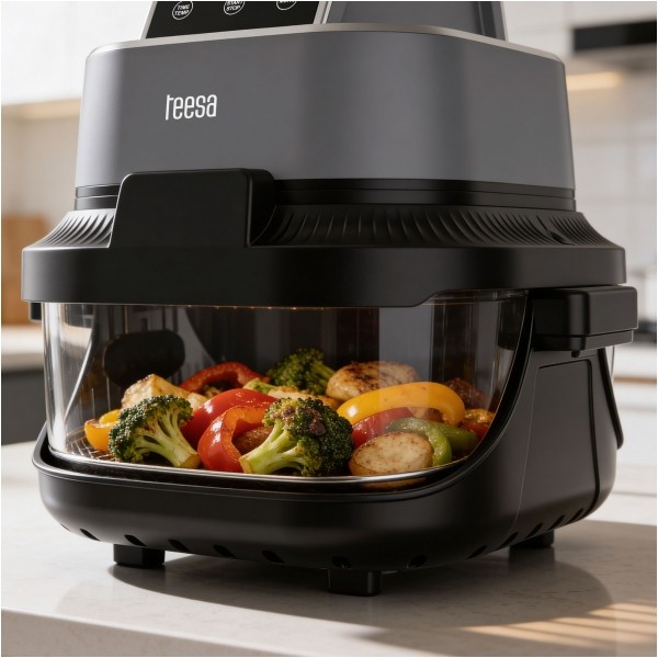 Frytkownica beztłuszczowa TEESA GLASS AIR FRYER 4L, 1,5 L, 1500W