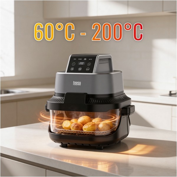 Frytkownica beztłuszczowa TEESA GLASS AIR FRYER 4L, 1,5 L, 1500W