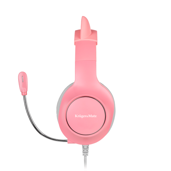 Gamingowe słuchawki nauszne dla dzieci Kruger&Matz Gamer Kids, kolor różowy